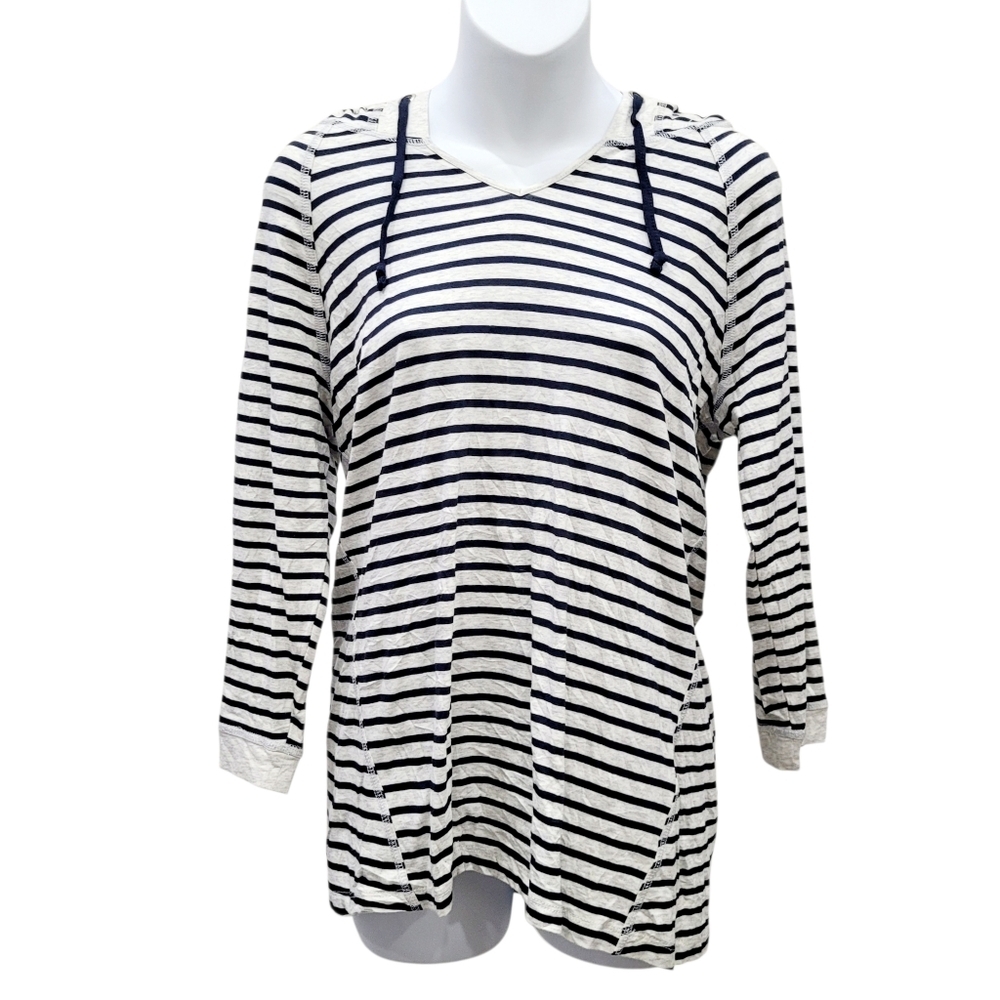 2/$20 Christopher & Banks Black and Grey Hoodie Top Blouse Size: Small